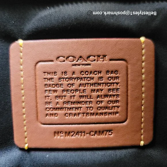 COACH Bubble Leather Cargo Tote Bag with Webbing Strap-MEDIUM Size-Black color⭐ - Picture 15 of 16